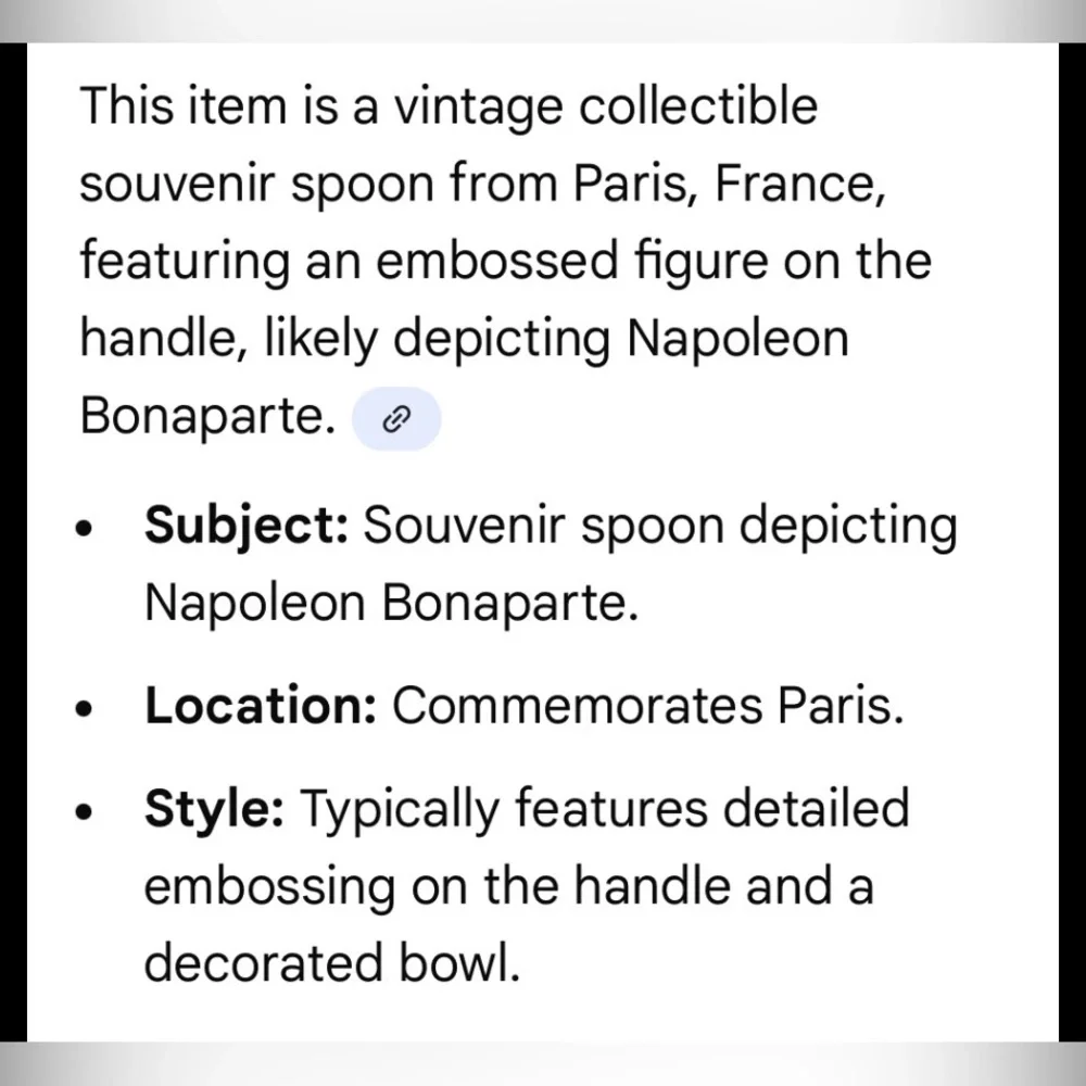 Vintage Collectible Souvenir Spoon featuring Napoleon Bonaparte & PARIS engraved
